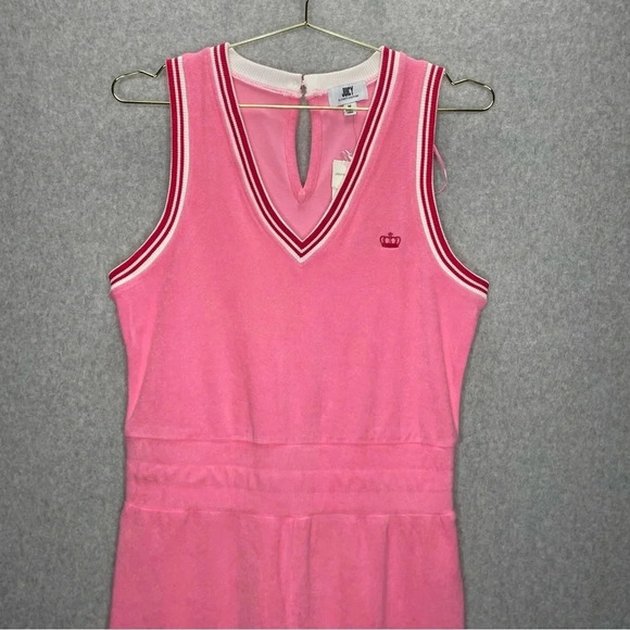 Juicy Couture Terry Cloth Pink Wide Leg Cropped Jumpsuit - Picture 3 of 7